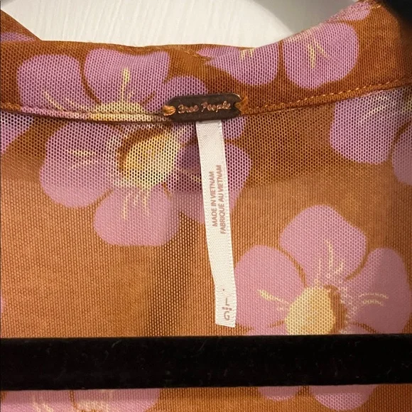 Free People Floral Button-Up Top in Pink and Orange - Picture 2 of 8